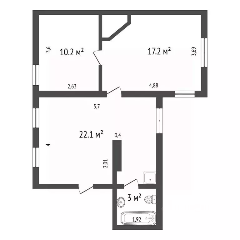 2-к кв. Иркутская область, Иркутск ул. Карла Либкнехта, 43 (52.5 м) - Фото 2