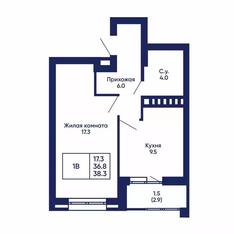 1-комнатная квартира: Новосибирск, жилой комплекс Горизонт (38.3 м) - Фото 0