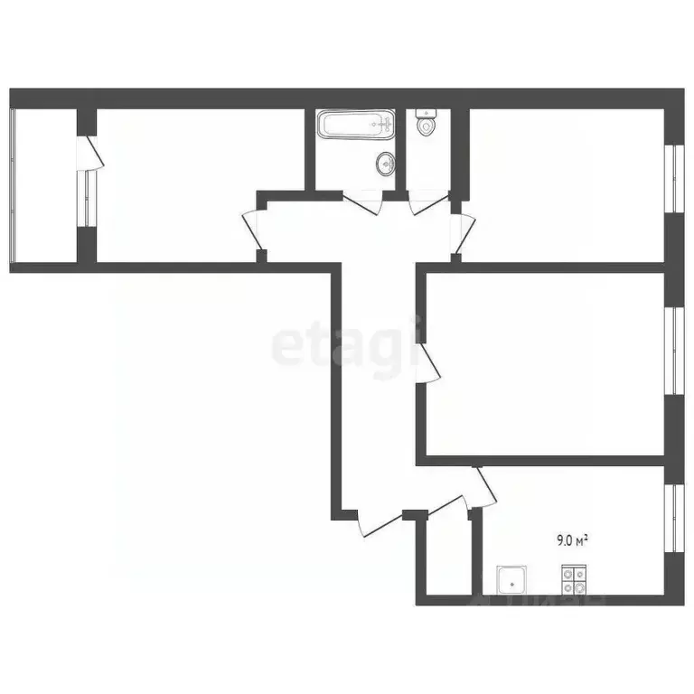 3-к кв. Тюменская область, Тюмень ул. Мебельщиков, 4 (66.3 м) - Фото 1