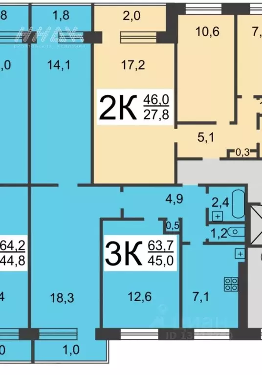 3-к кв. Нижегородская область, Нижний Новгород ул. Родионова, 17к2 ... - Фото 2