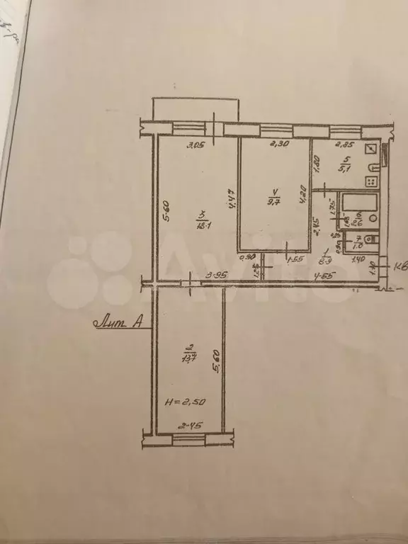 3-к. квартира, 59,1 м, 2/2 эт. - Фото 0