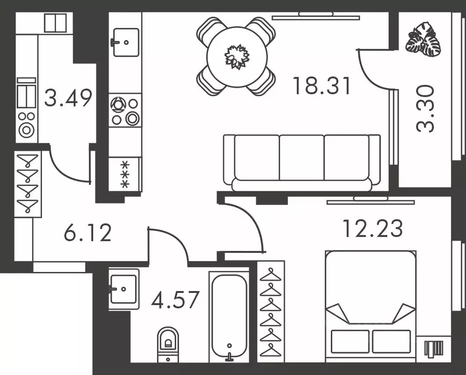 1-к кв. Тульская область, Тула ул. Карпова, 103А (48.02 м) - Фото 1