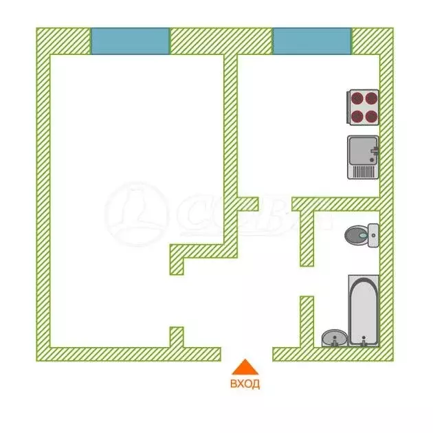 1-комнатная квартира: Тюмень, Олимпийская улица, 26 (23 м) - Фото 1