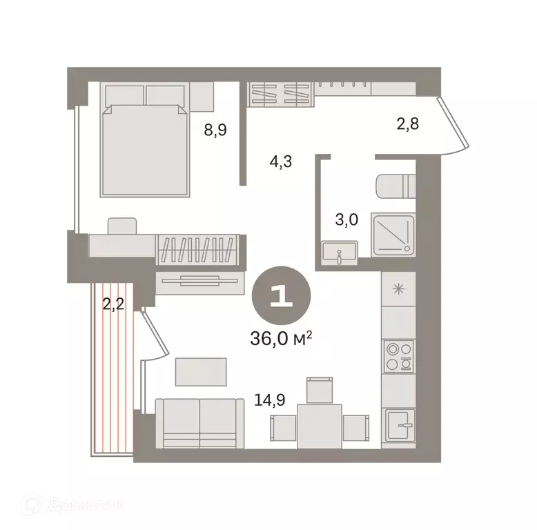 Продаётся 1-к квартира, 36 м - Фото 0
