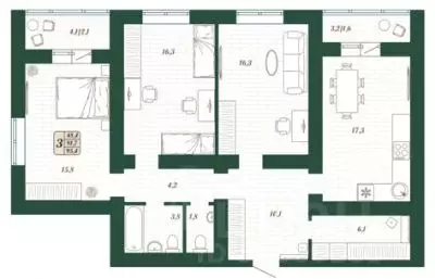 3-к кв. Самарская область, Волжский район, Смышляевка городское ... - Фото 1
