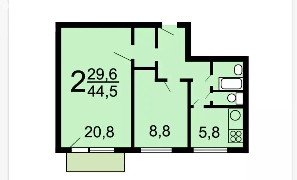 2-комнатная квартира: Москва, Тучковская улица, 6 (45 м) - Фото 1