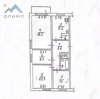 4-к кв. Вологодская область, Вологда Молочное пгт, ул. Мира, 7В (68.5 ... - Фото 1