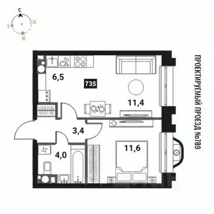 2-к кв. Москва Интеллигент жилой комплекс (36.9 м) - Фото 0