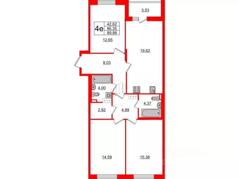 3-к кв. Санкт-Петербург Белоостровская ул., 10к1 (86.35 м) - Фото 0