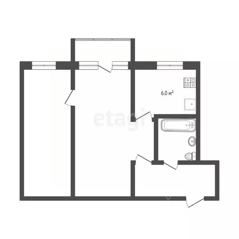 2-к кв. Тюменская область, Тюмень Севастопольская ул., 17 (47.0 м) - Фото 1