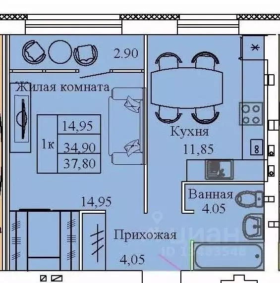 1-к кв. Ивановская область, Кохма Просторный мкр,  (37.8 м) - Фото 0