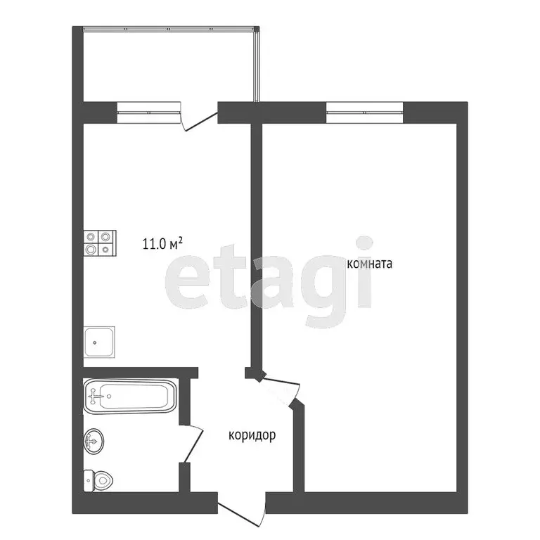 1-комнатная квартира: Тюмень, улица Клары Цеткин, 61к6 (37.6 м) - Фото 1