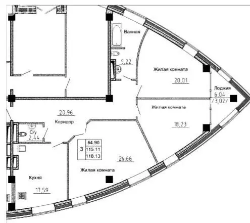 3-комнатная квартира: Тюмень, Профсоюзная улица, 56 (118 м) - Фото 1