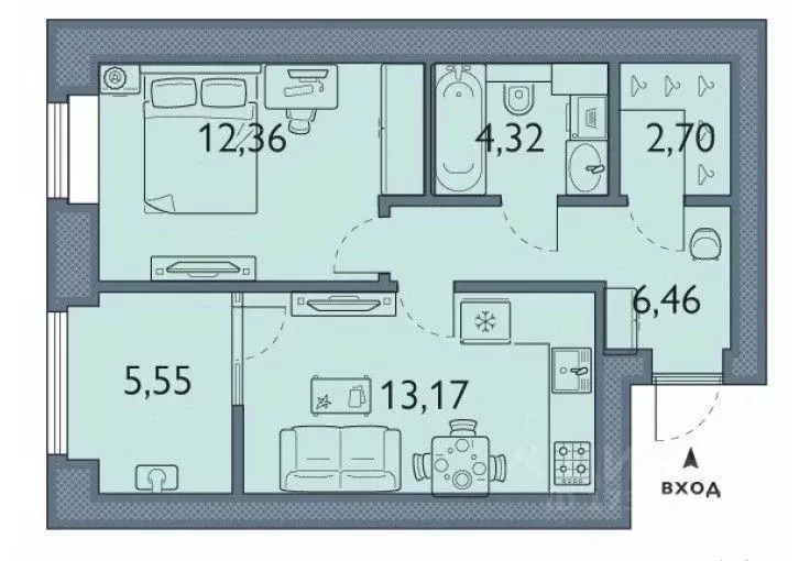1-к кв. Брянская область, Брянский район, пос. Мичуринский, ... - Фото 2