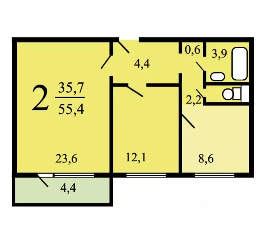2-к кв. Москва Стандартная ул., 23К1 (56.0 м) - Фото 2