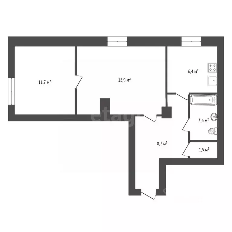 2-к кв. Башкортостан, Уфа ул. Калинина, 65 (47.1 м) - Фото 2