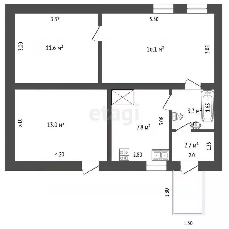 2-к кв. Крым, Бахчисарай ул. Скалистая, 10 (54.5 м) - Фото 2
