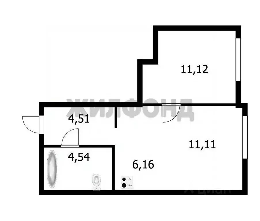 2-к кв. Новосибирская область, Новосибирск ул. Кирова, 119 (37.14 м) - Фото 0