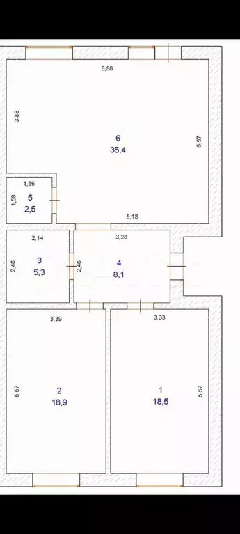 3-к. квартира, 92 м, 1/1 эт. - Фото 0