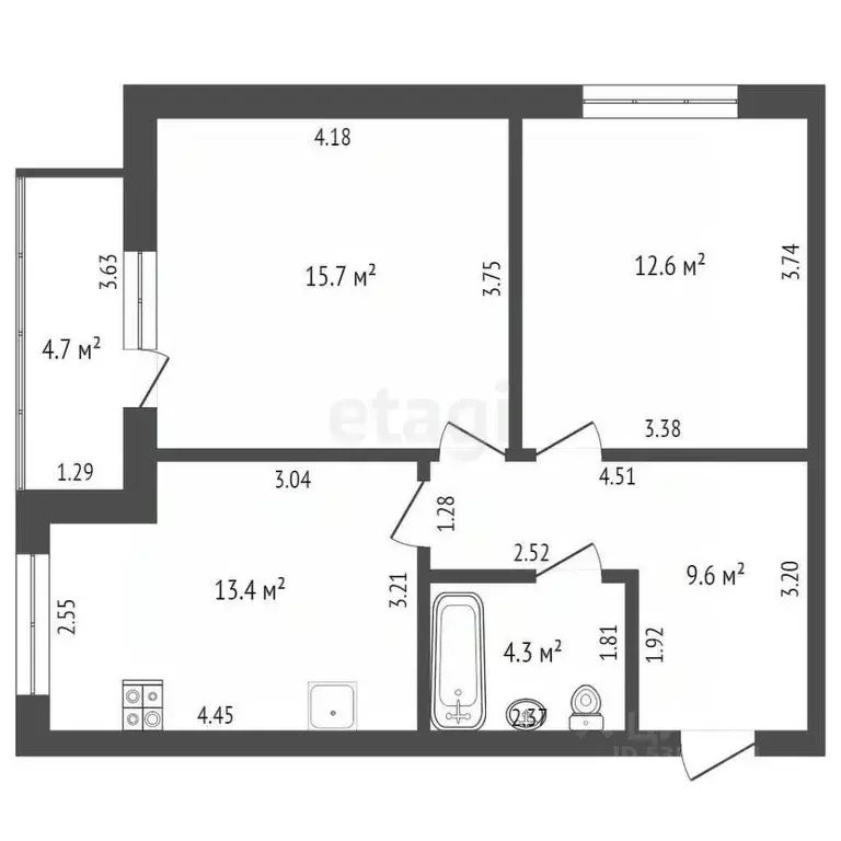 2-к кв. Ростовская область, Таганрог ул. Победы, 97 (55.6 м) - Фото 2