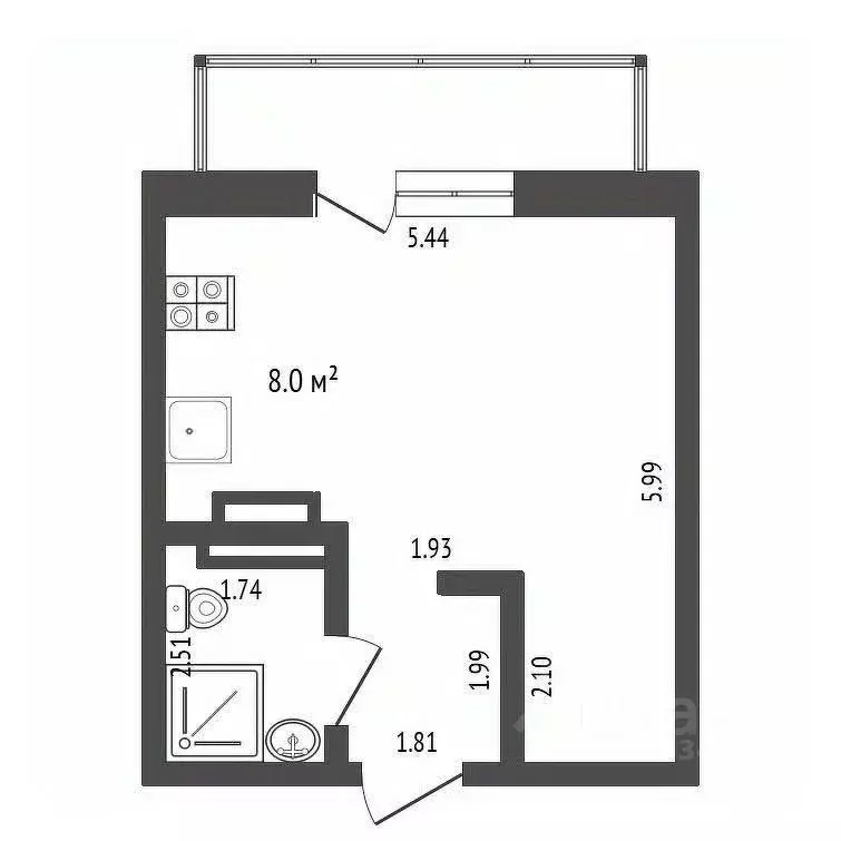 Студия Тюменская область, Тюмень Широтная ул., 217к1 (30.7 м) - Фото 0