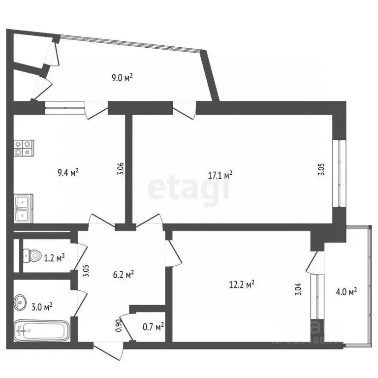 2-к кв. Крым, Ялта ул. Крупской, 34 (62.8 м) - Фото 2