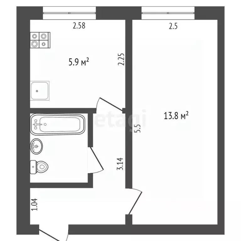 1-к кв. Коми, Сыктывкар ул. Комарова, 8 (27.3 м) - Фото 1