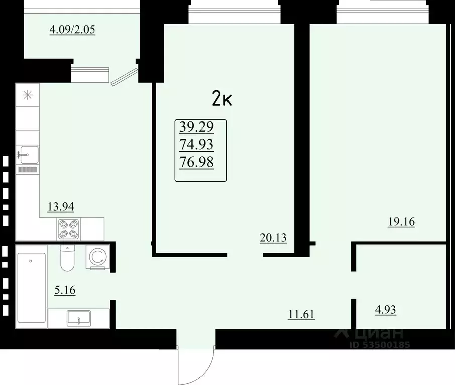 2-к кв. Самарская область, Самара просека 3-я, 96 (76.98 м) - Фото 1
