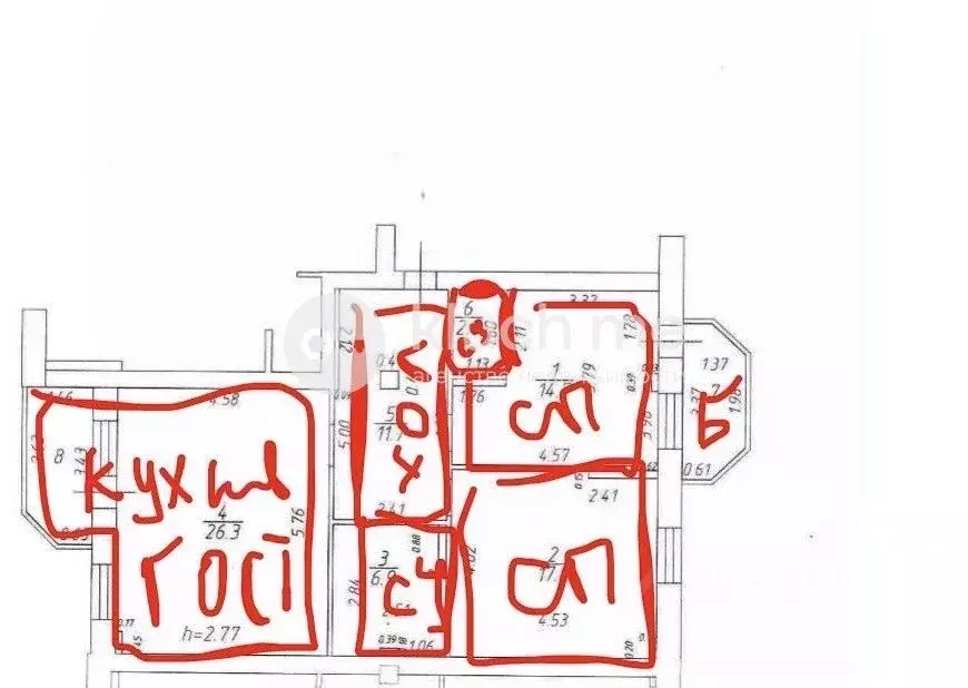 3-к кв. Татарстан, Казань ул. Сибгата Хакима, 3 (84.0 м) - Фото 2