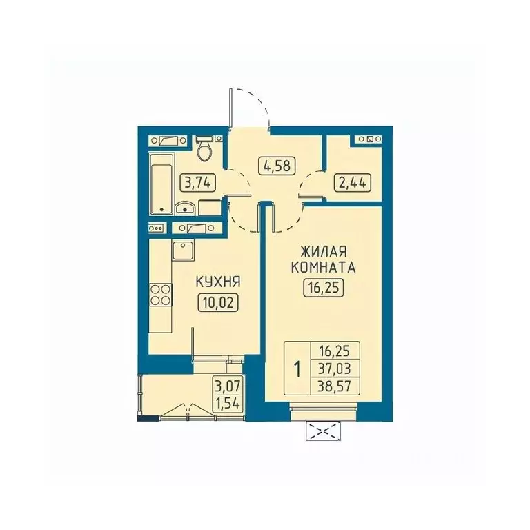 1-к кв. Красноярский край, Красноярск Свободный просп. (38.57 м) - Фото 1