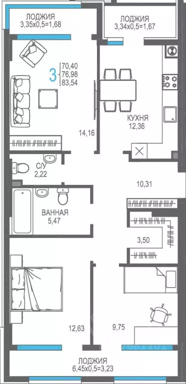 3-к кв. Крым, Алушта На Фонтанке жилой комплекс (76.98 м) - Фото 1
