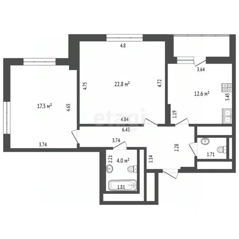 2-к кв. Москва Очаковское ш., 7 (68.4 м) - Фото 2