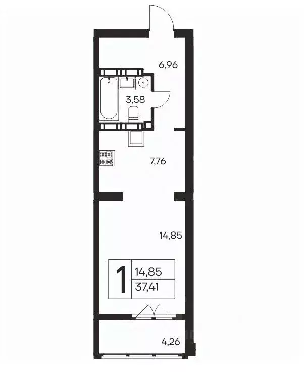 1-к кв. Крым, Ялта ул. Кирова, 138 (37.41 м) - Фото 2
