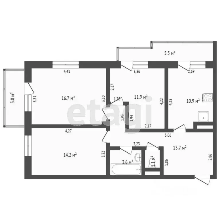 3-к кв. Санкт-Петербург Киевская ул., 3 (72.1 м) - Фото 2
