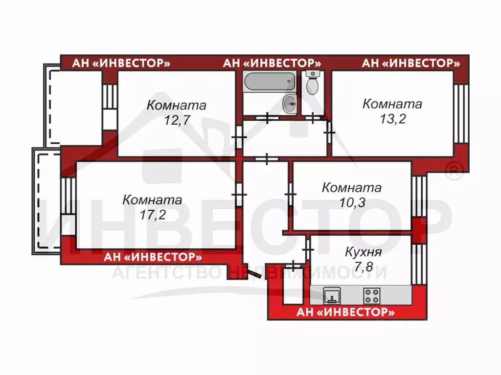 4-к кв. Челябинская область, Челябинск ул. Чичерина, 1 (80.0 м) - Фото 1