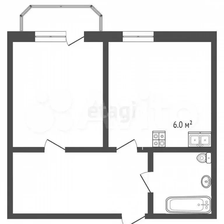 2-к. квартира, 48,6 м, 9/9 эт. - Фото 0