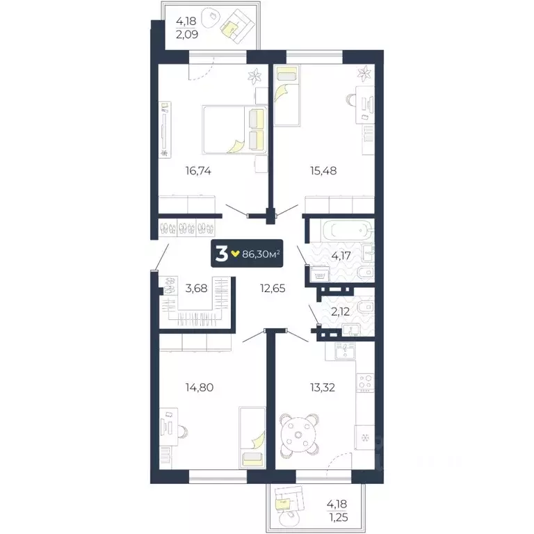 3-к кв. Красноярский край, Емельяновский район, пос. Солонцы, пос. ... - Фото 1