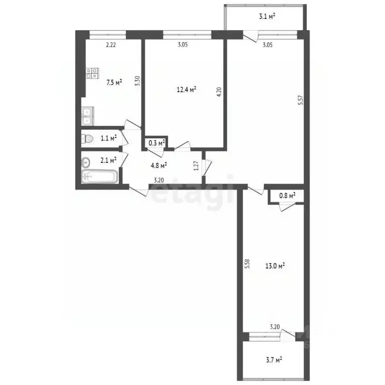 3-к кв. Хабаровский край, Комсомольск-на-Амуре Вокзальная ул., 66 ... - Фото 2
