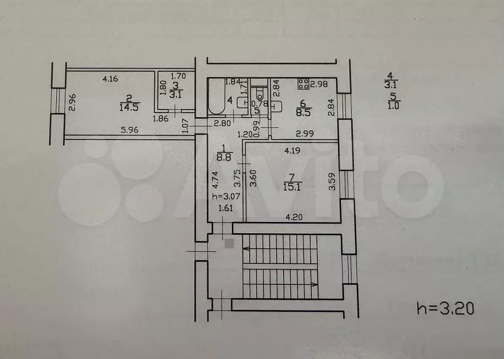 2-к. квартира, 54 м, 3/4 эт. - Фото 0