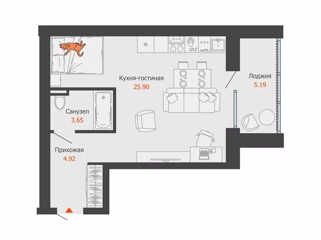 Квартира-студия: Волгоград, ЖК Центропарк (37 м) - Фото 1