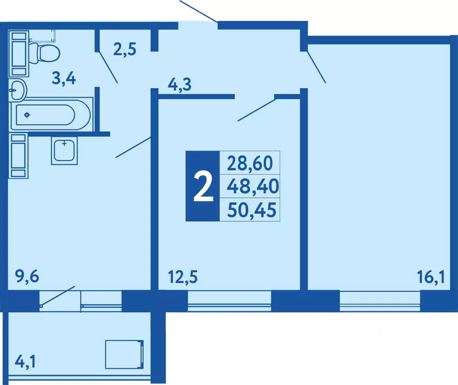 2-к кв. Башкортостан, Уфа Дема жилрайон, Новая Дема жилой комплекс ... - Фото 1