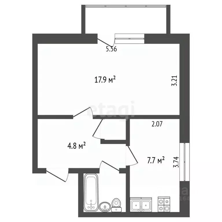 1-к кв. Крым, Керчь ул. Заречная, 36 (34.8 м) - Фото 2
