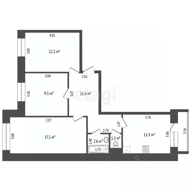 3-к кв. Ханты-Мансийский АО, Нягань Пионерская ул., 58А (65.5 м) - Фото 1