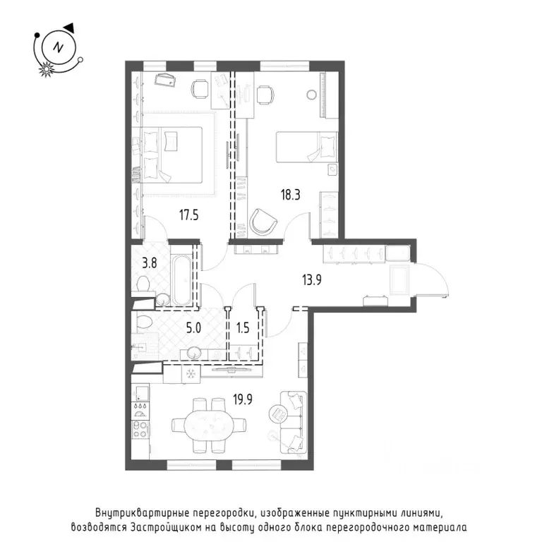 2-к кв. Санкт-Петербург Лисичанская ул., 15 (79.7 м) - Фото 0