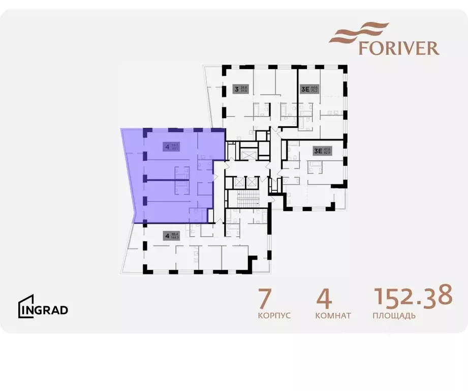 4-к кв. Москва Г мкр, Форивер жилой комплекс, 7 (152.38 м) - Фото 1