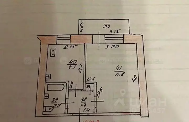 1-к кв. Татарстан, Казань просп. Победы, 41 (21.6 м) - Фото 2