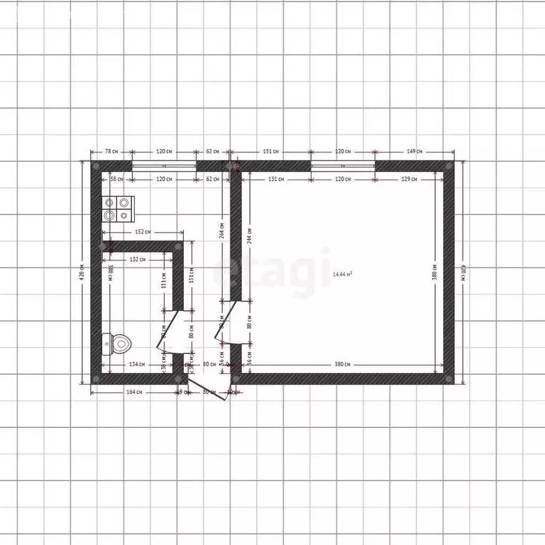 1-комнатная квартира: Сарапул, улица Седельникова, 146 (29 м) - Фото 1