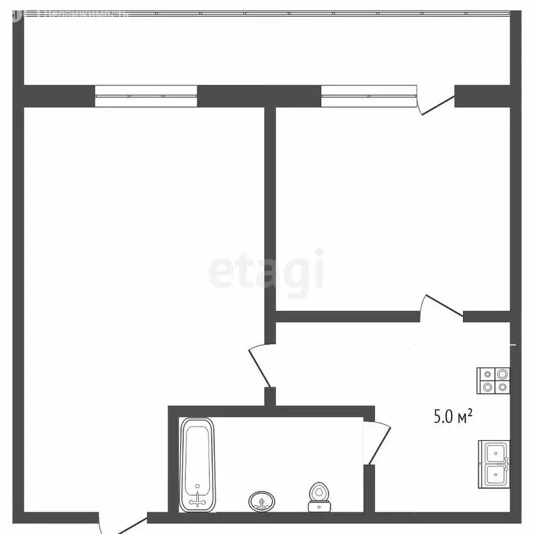 2-комнатная квартира: Тюмень, улица Бабарынка, 20А (33.8 м) - Фото 1