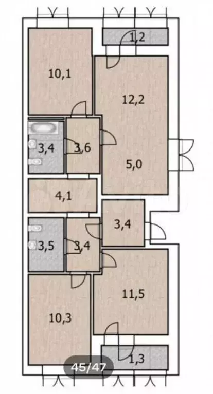 3-к. квартира, 70,5 м, 1/8 эт. - Фото 0