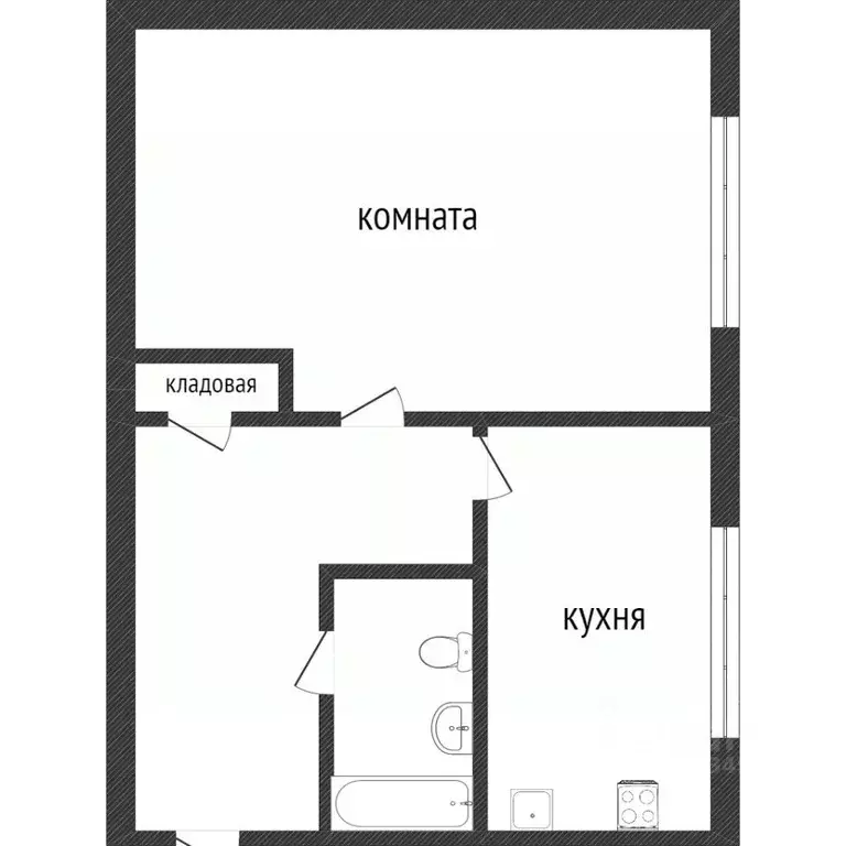 1-к кв. Воронежская область, Воронеж ул. Космонавтов, 14 (30.1 м) - Фото 2